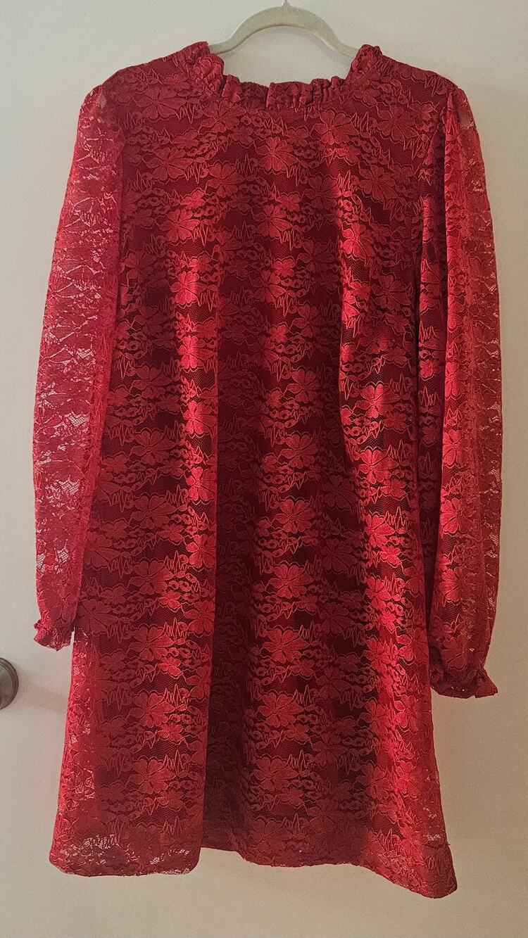 Draper James XL Red Lace Dress long sleeves, Bow Back Collar Holiday Christmas